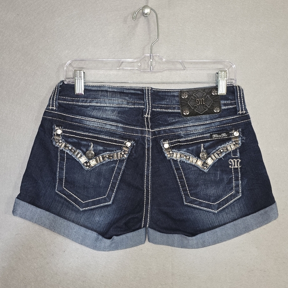 NWOT Miss Me Embellished Rhinestone Distressed Denim Shorts JP5703H Size 28 - Picture 9 of 11